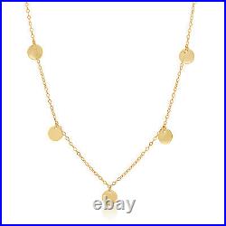 14k Solid Yellow Gold Coin Necklace / Disc Necklace. 16 Inches. Adjustable