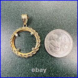 14k Solid Yellow Gold Pendant Frame for a Photo or a Coin