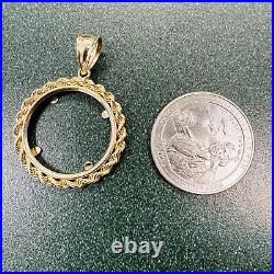 14k Solid Yellow Gold Pendant Frame for a Photo or a Coin