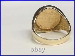 14k Solid Yellow Gold Ring 20 MM for 1/10 OZ US LIBERTY COIN (mounting only)