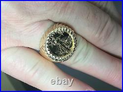 14k Solid Yellow Gold Ring MOUNT ONLY for 22K 1/10 OZ American Eagle Coin
