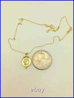 14k Solid Yellow Gold Roman Coin Necklace