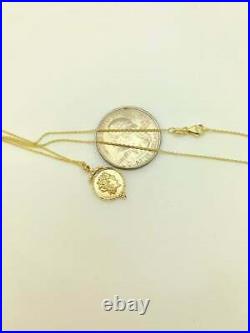 14k Solid Yellow Gold Roman Coin Necklace