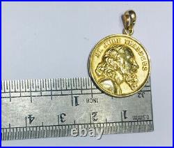 14k Solid Yellow Gold Round Coin Pendant 4Grams(399$)