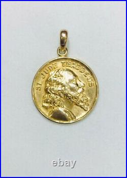 14k Solid Yellow Gold Round Coin Pendant 4Grams(399$)