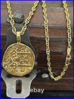 14k Solid gold Atocha coin pendant with 14k gold chain 20 Long