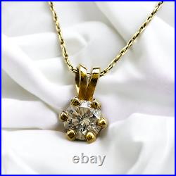 14k Yellow Gold 1/4ct Solitaire Natural Diamond Necklace 20 Solid 585 Gold