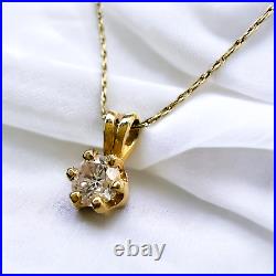 14k Yellow Gold 1/4ct Solitaire Natural Diamond Necklace 20 Solid 585 Gold