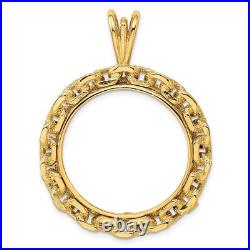 14k Yellow Gold Chain Link Prong Set US $10 Liberty Coin Bezel 14k Yellow Gold Chain Link Prong Set US $10 Liberty Coin Bezel