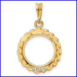 14k Yellow Gold Chain Style Prong Set China 1/20 oz Panda Coin Bezel