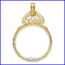 14k Yellow Gold D Ring Prong Set China 1/10 oz Panda Coin Bezel