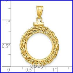 14k Yellow Gold Loose Wheat Chain Screw Top 1/10 oz American Eagle Coin Bezel