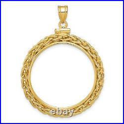 14k Yellow Gold Loose Wheat Chain Screw Top China 1/2 oz Panda Coin Bezel