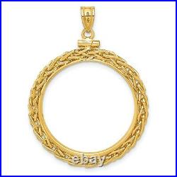 14k Yellow Gold Loose Wheat Chain Screw Top China 1/2 oz Panda Coin Bezel