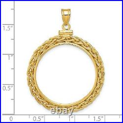 14k Yellow Gold Loose Wheat Chain Screw Top China 1/2 oz Panda Coin Bezel