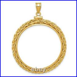 14k Yellow Gold Loose Wheat Chain Screw Top Old US Series 1 oz Coin Bezel
