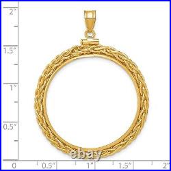 14k Yellow Gold Loose Wheat Chain Screw Top Old US Series 1 oz Coin Bezel
