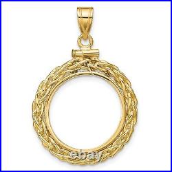 14k Yellow Gold Loose Wheat Chain Screw Top US Dime Coin Bezel