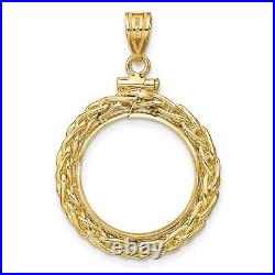 14k Yellow Gold Loose Wheat Chain Screw Top US Dime Coin Bezel