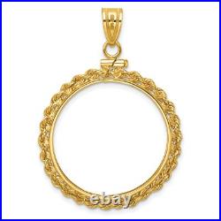 14k Yellow Gold Petite Knotted Rope Screw Top US $10 Indian Coin Bezel 14k Yellow Gold Petite Knotted Rope Screw Top US $10 Indian Coin Bezel