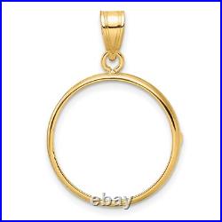 14k Yellow Gold Plain Polished Prong Set Great Britain Half Sovereign Coin Bezel 14k Yellow Gold Plain Polished Prong Set Great Britain Half Sovereign Coin Bezel