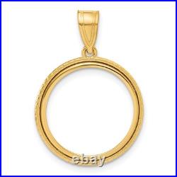 14k Yellow Gold Polished Squares with 27.0mm Prong Coin Bezel Pendant 14k Yellow Gold Polished Squares with 27.0mm Prong Coin Bezel Pendant