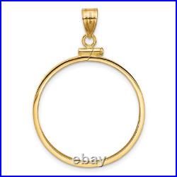 14k Yellow Gold Reeded Border Screw Top US $10 Liberty Coin Bezel