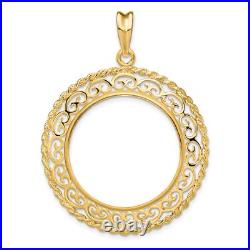 14k Yellow Gold Rope & Scroll Prong Set US $10 Indian Coin Bezel 14k Yellow Gold Rope & Scroll Prong Set US $10 Indian Coin Bezel