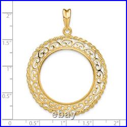 14k Yellow Gold Rope & Scroll Prong Set US $10 Indian Coin Bezel 14k Yellow Gold Rope & Scroll Prong Set US $10 Indian Coin Bezel