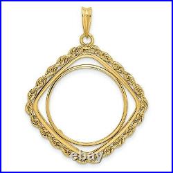 14k Yellow Gold Square Rope Prong Set US $5 Congressional Coin Bezel