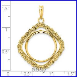 14k Yellow Gold Square Rope Prong Set US Barber Dime Coin Bezel
