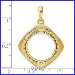 14k Yellow Gold Textured Square Prong Set 1/10 oz American Eagle Coin Bezel