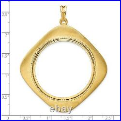 14k Yellow Gold Textured Square Prong Set Mexico 50 Pesos Coin Bezel