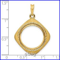 14k Yellow Gold Textured Square Prong Set US Barber Dime Coin Bezel