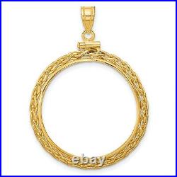 14k Yellow Gold Tight Wheat Chain Screw Top US $10 Indian Coin Bezel
