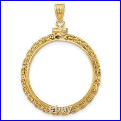 14k Yellow Gold Tight Wheat Chain Screw Top US $10 Indian Coin Bezel
