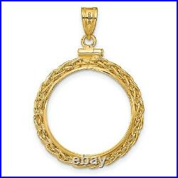 14k Yellow Gold Tight Wheat Chain Screw Top US $5 Indian Half Eagle Coin Bezel