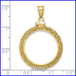 14k Yellow Gold Tight Wheat Chain Screw Top US $5 Indian Half Eagle Coin Bezel