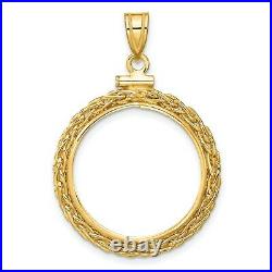 14k Yellow Gold Tight Wheat Chain Screw Top US $5 Liberty Half Eagle Coin Bezel