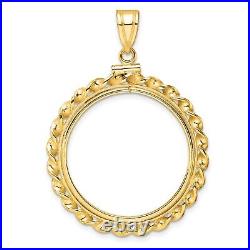 14k Yellow Gold Wide Twisted Wire Screw Top US $10 Liberty Coin Bezel 14k Yellow Gold Wide Twisted Wire Screw Top US $10 Liberty Coin Bezel