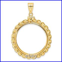 14k Yellow Gold Wide Twisted Wire Screw Top US $10 Liberty Coin Bezel 14k Yellow Gold Wide Twisted Wire Screw Top US $10 Liberty Coin Bezel