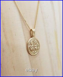 14k Yellow Solid Gold Coin ICXC NIKA Pendant Cross Orthodox Sided Charm
