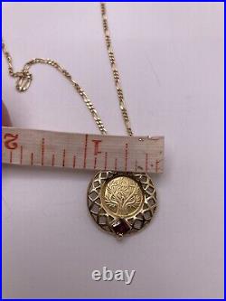 14k gold necklace isreal coin menorah ruby