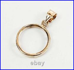 14k solid Yellow gold 4-Prong Coin Bezel Frame 1/20 Oz Panda & Kangaroo #B1