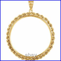 14k solid Yellow gold 4-Prong Rope Coin Bezel Frame 10 Mexican Mexico Pesos #9