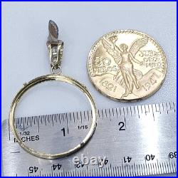 14k solid gold 4 Prong 50 pesos centenario Coin Bezel Frame pendant 14k solid gold 4 Prong 50 pesos centenario Coin Bezel Frame pendant