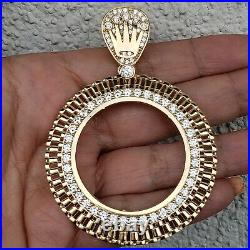 14k solid gold 4 Prong crown 50 pesos Santanario Coin Bezel Frame pendant