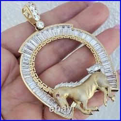 14k solid gold 4 Prong horse horseshoe Santanario Coin Bezel Frame pendant