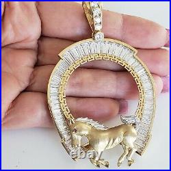 14k solid gold 4 Prong horse horseshoe Santanario Coin Bezel Frame pendant