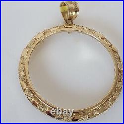 14k solid gold 50 pesos centenario Coin nugget Bezel Frame pendant 4 prongs